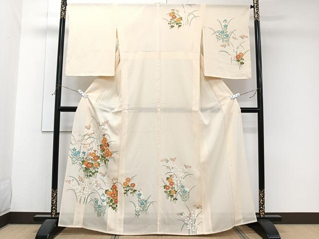 平和屋着物*夏物 訪問着 絽 草花文 銀彩 正絹 逸品 CABJ9857xi