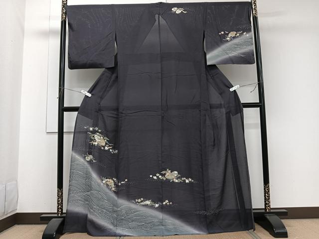 平和屋着物*夏物 訪問着 絽 流水花文 暈し染め 金彩 正絹 逸品 CABJ9860xi
