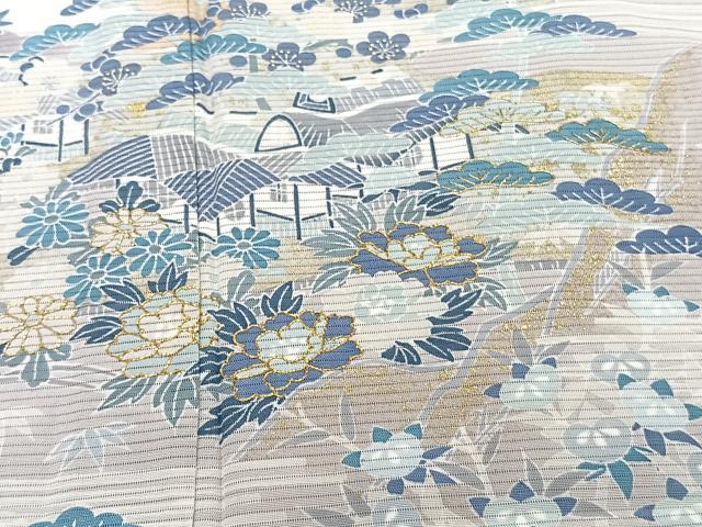 平和屋着物*夏物 訪問着 絽 駒刺繍 雲取り風景文 金彩 正絹 逸品 CABJ9864xi