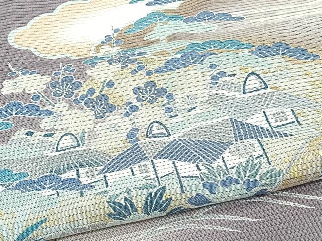 平和屋着物*夏物 訪問着 絽 駒刺繍 雲取り風景文 金彩 正絹 逸品 CABJ9864xi