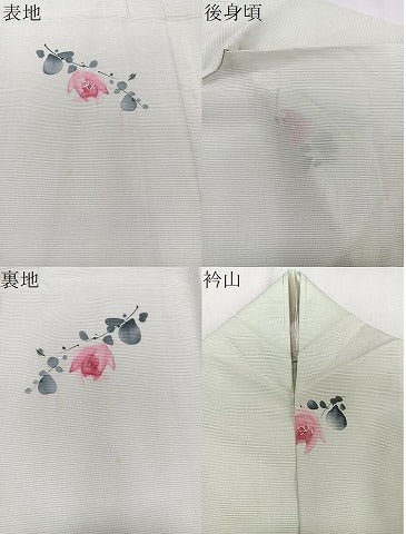 平和屋着物*夏物 小紋 絽 手描き 草花文 正絹 逸品 CABJ9866xi