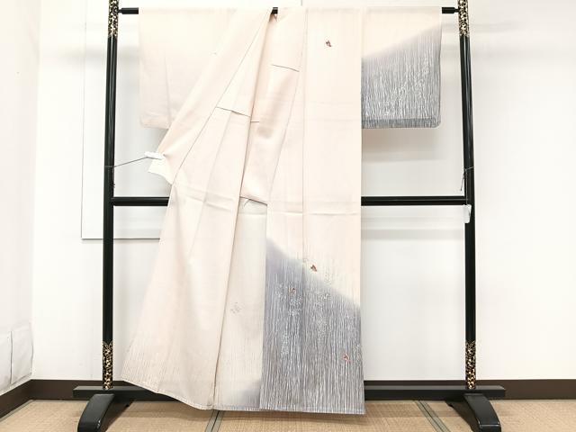 平和屋着物*夏物 訪問着 絽 刺繍 花蝶文 銀彩 正絹 逸品 CABJ9869xi