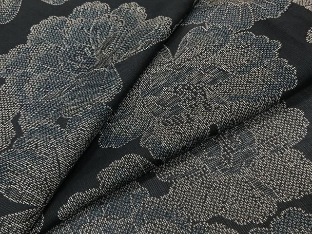 平和屋着物*夏物 小紋 紗 舞花文 黒地 洗える着物 CABJ9883xi