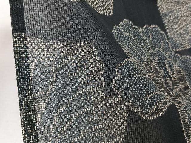 平和屋着物*夏物 小紋 紗 舞花文 黒地 洗える着物 CABJ9883xi