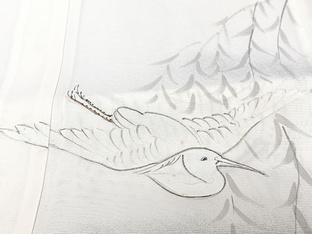 平和屋着物*夏物 訪問着 絽 手描き 白鷺 正絹 逸品 CABJ9892xi