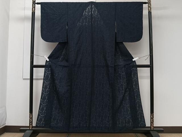 平和屋着物*夏物 小紋 紗 陶器花唐草文 銀通し地 CABJ9901xi