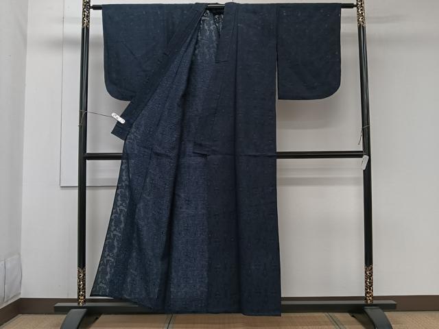 平和屋着物*夏物 小紋 紗 陶器花唐草文 銀通し地 CABJ9901xi