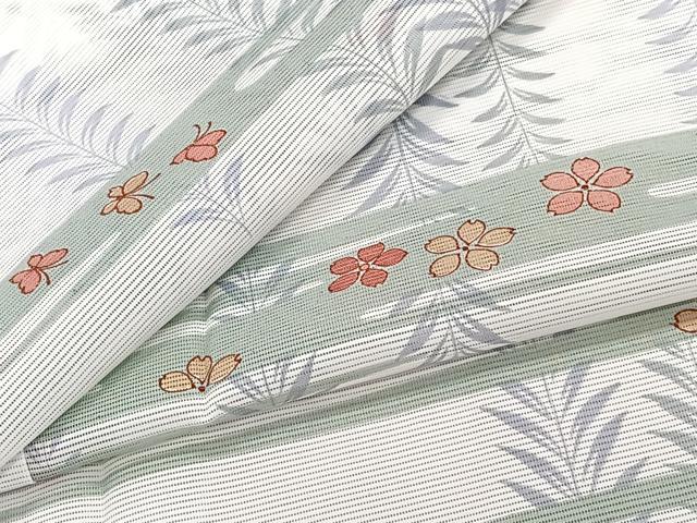 平和屋着物*夏物 小紋 絽 花蝶文 洗える着物 CABJ9908xi