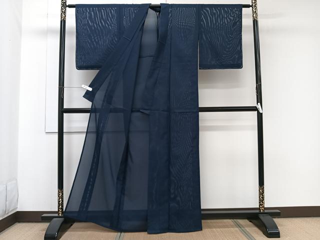 平和屋着物*夏物 色無地 絽 濃藍色 洗える着物 CABJ9910xi