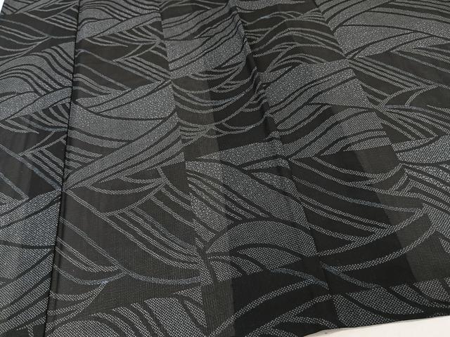 平和屋着物*夏物 小紋 紗 立波文 黒地 洗える着物 CABJ9917xi