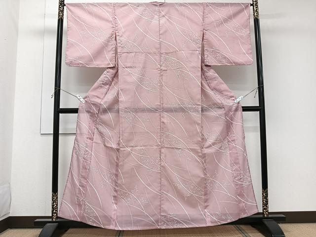 平和屋着物*夏物 小紋 絽 芝萩文 洗える着物 CABJ9918xi