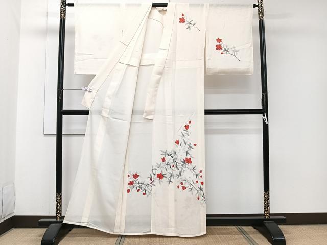 平和屋着物*夏物 訪問着 絽 手描き 枝草花文 正絹 逸品 CABJ9923xi