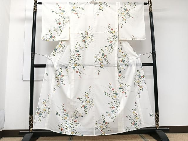 平和屋着物*夏物 小紋 絽 草花文 洗える着物 未使用 CABJ9929xi
