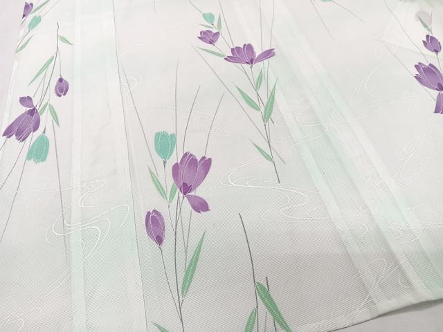 平和屋着物*夏物 小紋 絽 流水草花文 洗える着物 CABJ9931xi
