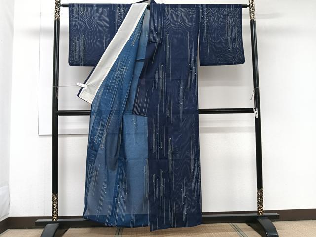 平和屋着物*夏物 小紋 絽 笹竹文 洗える着物 CABJ9942xi