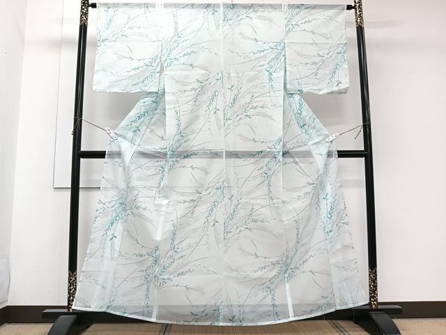 平和屋着物*夏物 小紋 枝葉文 洗える着物 未使用 CABJ9949xi