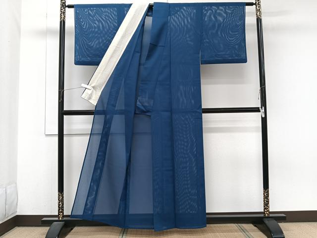平和屋着物*夏物 色無地 絽 深縹色 洗える着物 CABJ9952xi