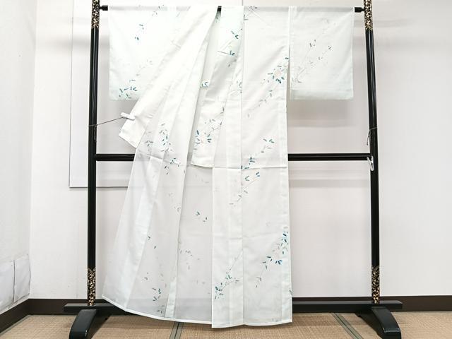 平和屋着物*夏物 小紋 絽 枝草花文 洗える着物 CABJ9966xi