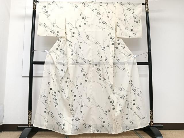 平和屋着物*夏物 小紋 絽 草花文 洗える着物 CABJ9967xi