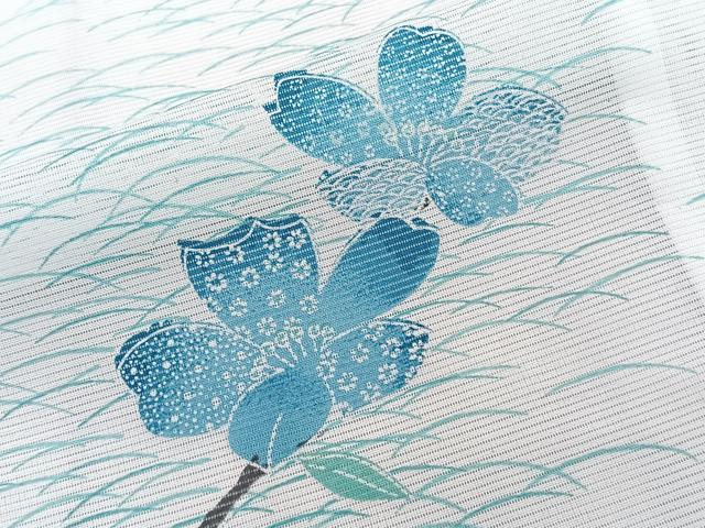 平和屋着物*夏物 小紋 絽 芝花文 洗える着物 CABJ9969xi