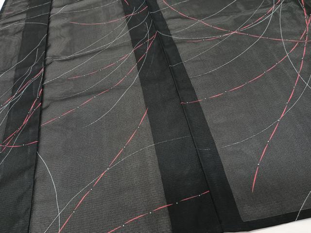 平和屋着物*夏物 小紋 絽 抽象文様 黒地 洗える着物 CABJ9971xi