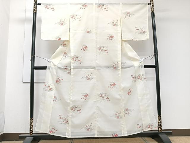 平和屋着物*夏物 小紋 籬草花文 洗える着物 未使用 CABJ9974xi