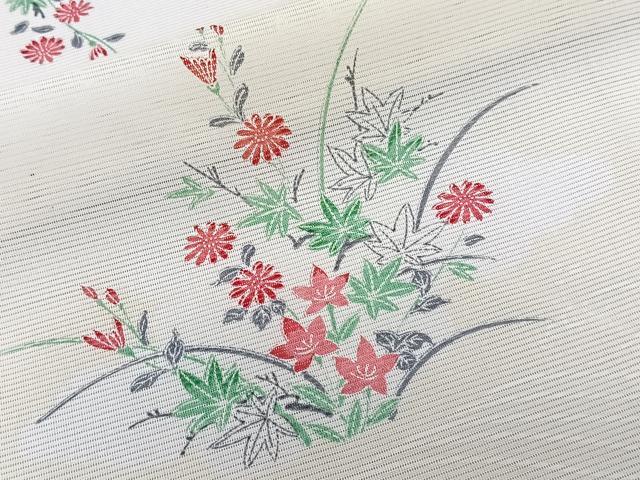 平和屋着物*夏物 小紋 絽 立波草花文 洗える着物 CABJ9975xi