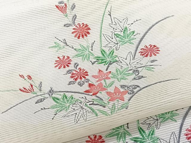平和屋着物*夏物 小紋 絽 立波草花文 洗える着物 CABJ9975xi