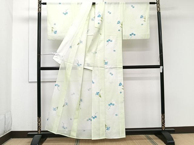 平和屋着物*夏物 小紋 絽 草花楓文 洗える着物 CABJ9977xi