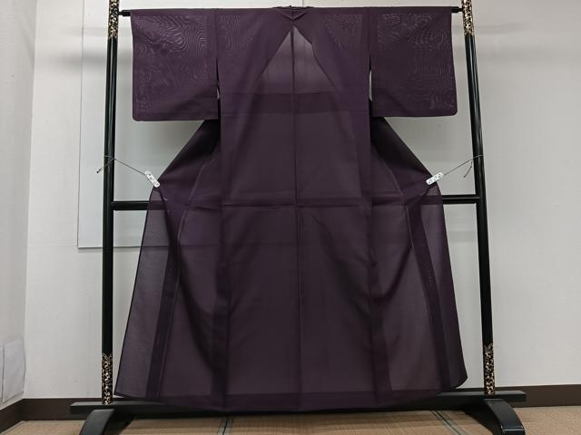 平和屋着物*夏物 色無地 絽 葡萄色 正絹 逸品 CABJ9988xi