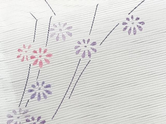 平和屋着物*夏物 小紋 絽 枝花文 洗える着物 CABJ9989xi