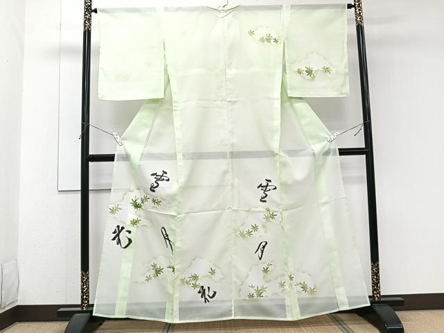 平和屋着物*夏物 訪問着 絽 手描き 雪月花 銀彩 洗える着物 CABJ9992xi