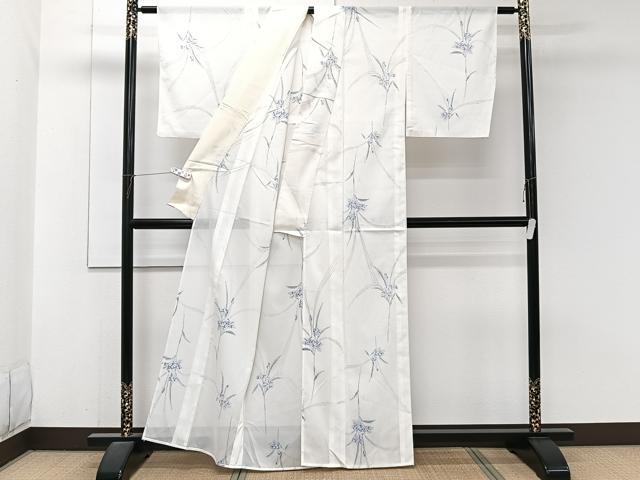平和屋着物*夏物 小紋 絽 草花文 洗える着物 CABJ9993xi