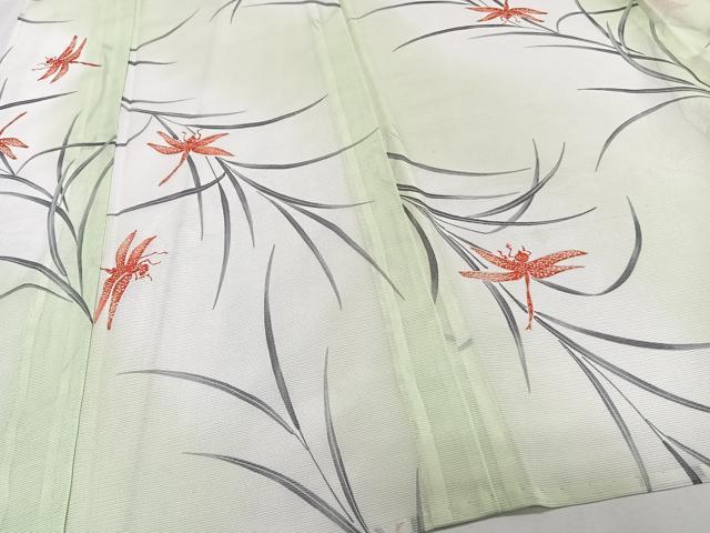 平和屋着物*夏物 小紋 絽 草トンボ 洗える着物 CABJ9997xi