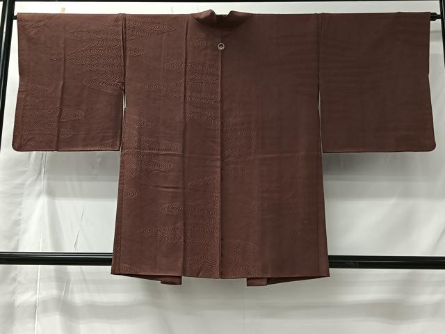 平和屋着物#羽織 流水地紋 小豆色 正絹 逸品 CABK0018ua