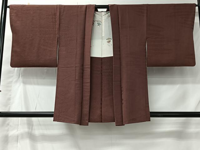 平和屋着物#羽織 流水地紋 小豆色 正絹 逸品 CABK0018ua