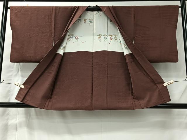 平和屋着物#羽織 流水地紋 小豆色 正絹 逸品 CABK0018ua
