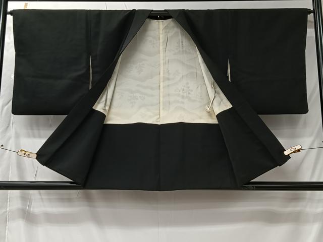 平和屋着物#羽織 寿光織 流水鴛鴦文 黒地 金糸 正絹 逸品 CABK0033ua