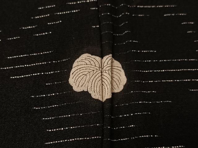 平和屋着物#長羽織 単衣 寿光織 蔦の葉文 黒地 銀糸 正絹 逸品 CABK0036ua