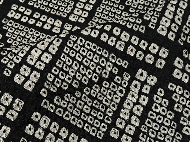 平和屋着物#羽織 総絞り 斜め格子 黒地 正絹 逸品 CABK0042ua