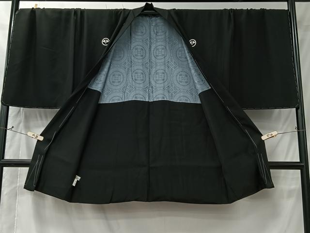 平和屋着物#男性 長羽織 黒紋付 キングサイズ 正絹 逸品 未使用 CABK0044ua