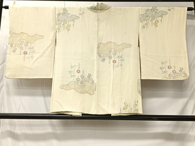 平和屋着物#羽織 寿光織 雲取り草花文 金銀糸 正絹 逸品 CABK0046ua