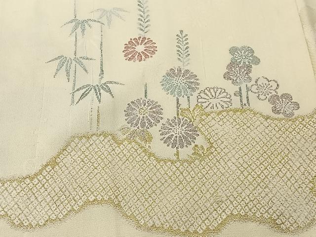 平和屋着物#羽織 寿光織 雲取り草花文 金銀糸 正絹 逸品 CABK0046ua