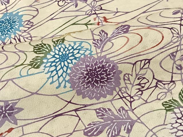 平和屋着物#羽織 型染め 流水草花文 正絹 逸品 CABK0056ua