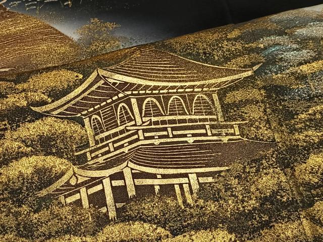 平和屋着物■豪華黒留袖 流水風景文 金銀彩 正絹 逸品 CABK0062ua