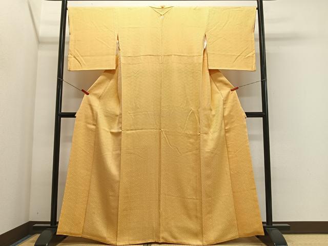 平和屋着物■上質な色無地 紗綾形地紋 玉蜀黍色 正絹 逸品 CABK0063ua
