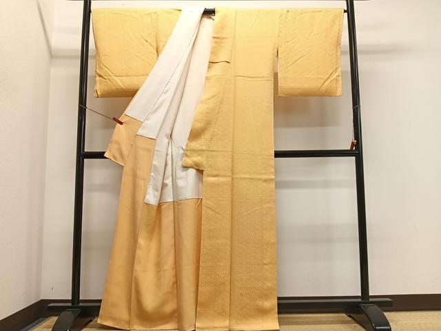 平和屋着物■上質な色無地 紗綾形地紋 玉蜀黍色 正絹 逸品 CABK0063ua