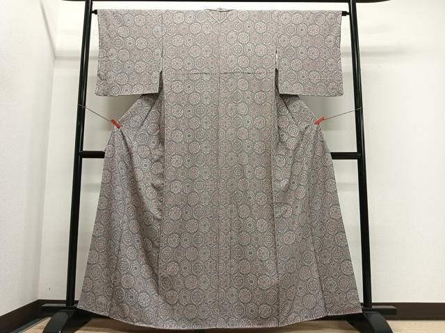 平和屋着物■上質な小紋 亀甲更紗花文 正絹 逸品 CABK0067ua