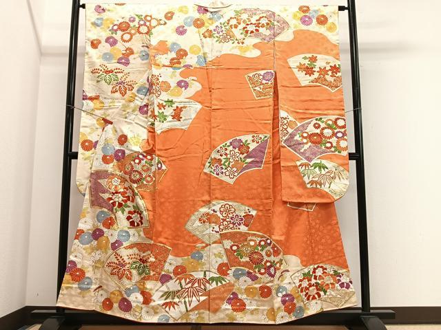 平和屋着物■豪華振袖 駒刺繍 地紙草花文 金彩 正絹 逸品 CABK0070ua