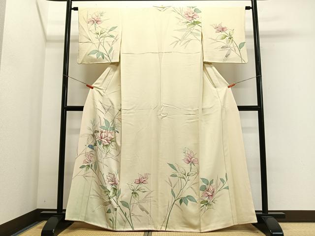 平和屋着物■訪問着 駒刺繍 草花文 金彩 正絹 逸品 CABK0071ua
